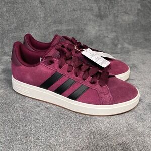Adidas Grand Court Base 00 Red Burgundy Suede Sneakers Men's 12 JQ6015 - New